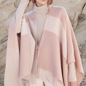 Soia & Kyo Womens Multicolor Colorblock Tassel Open Front Poncho Sweater